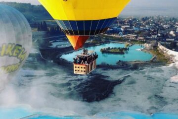 на воздушном шаре в Памуккале из Стамбула